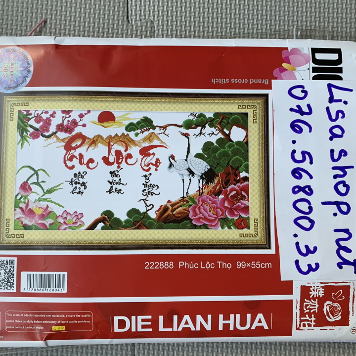 Tranh thêu phúc lộc thọ 99x55cm chưa thêu 222888