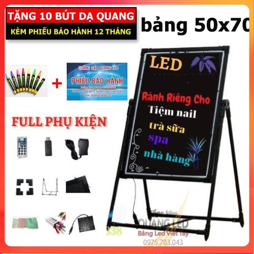 Bảng led huỳnh quang, bảng viết dạ quang 50x70cm