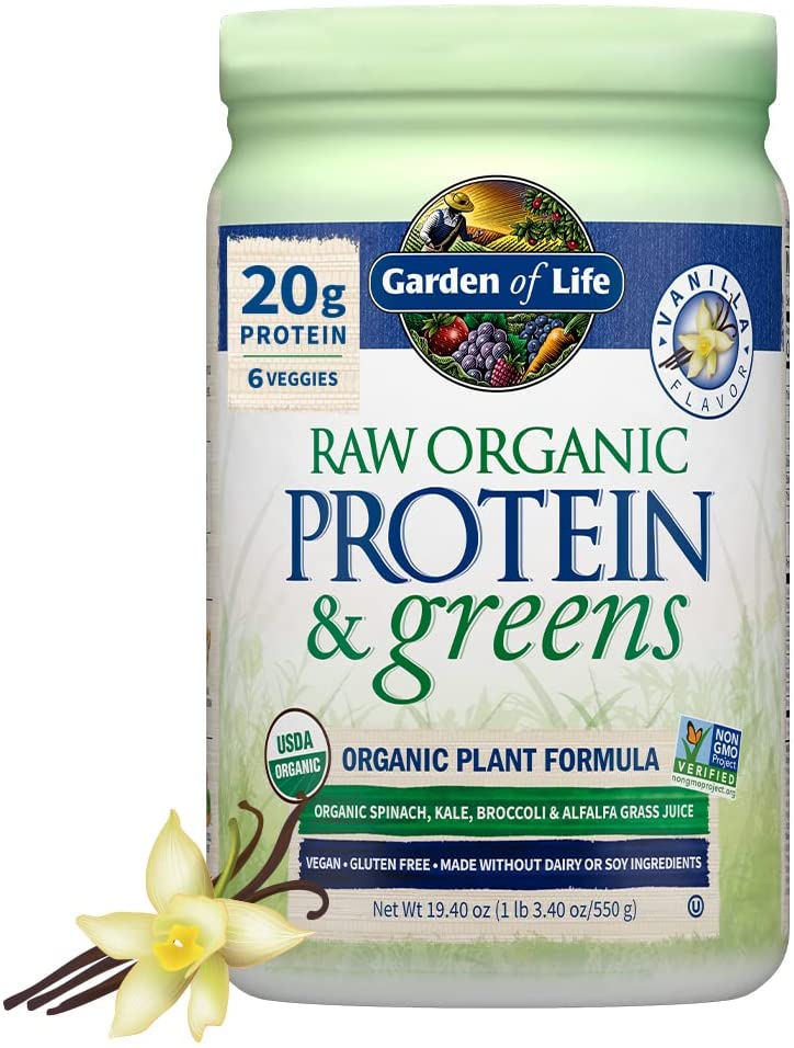 HŨ BỘT ĐẠM - RAU XANH HỮU CƠ - NGUYÊN CHẤT Garden of Life Raw Organic Protein &amp; Greens - VỊ VANILLA / KHÔNG VỊ - BỔ SUNG LỢI KHUẨN Probiotics