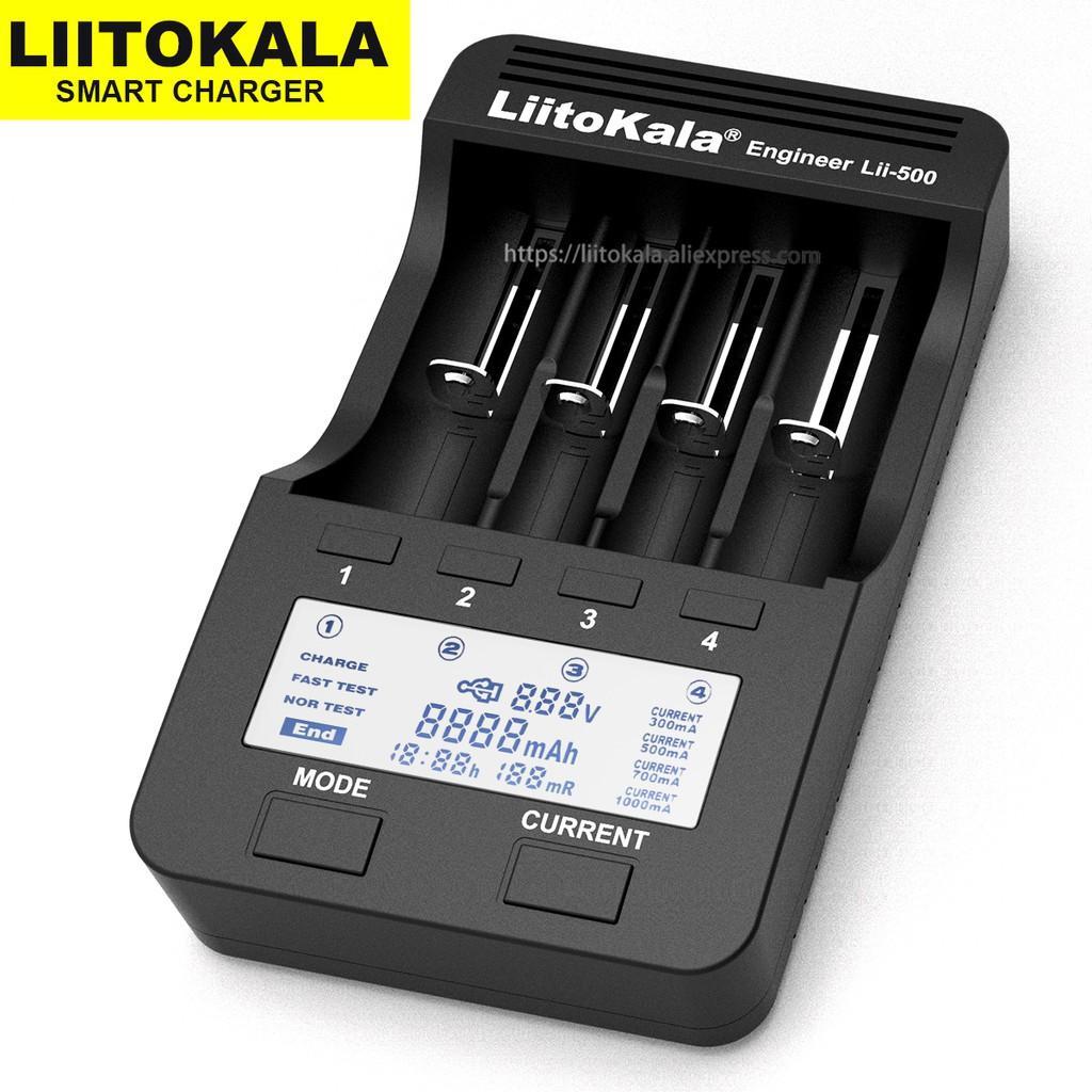 Bộ sạc pin liitokala lii-500 pin 18650,aa,aaa,tes dung lượng,nội trở,sạc dự phòng