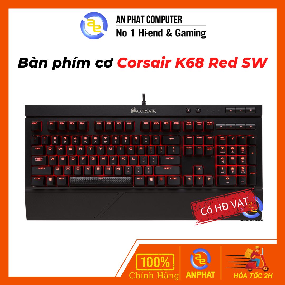 Bàn phím cơ corsair k68 red switch - bh chính hãng 36 tháng