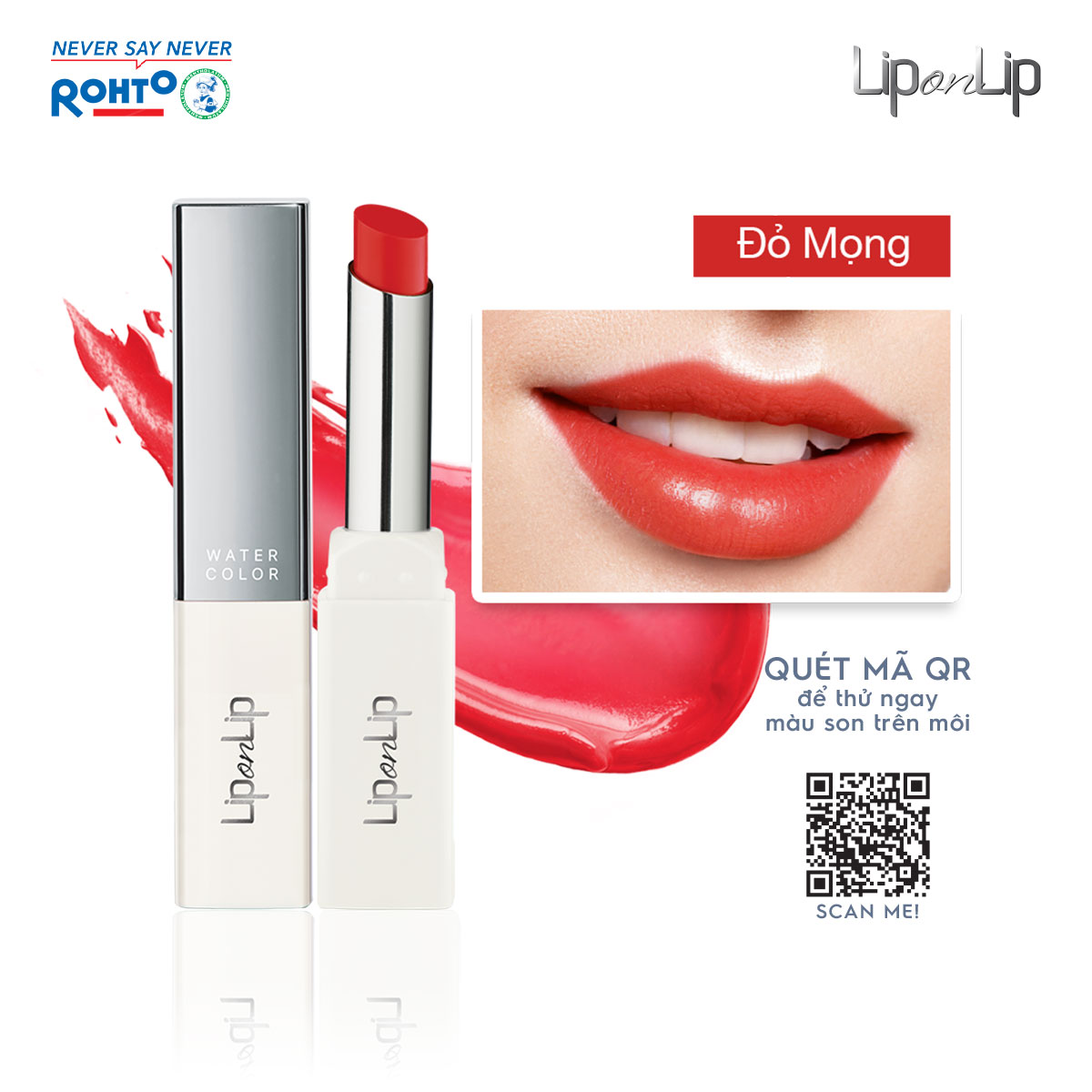 Son thỏi dưỡng môi trang điểm, cho môi căng mọng Lip On Lip Water Color 2.2g