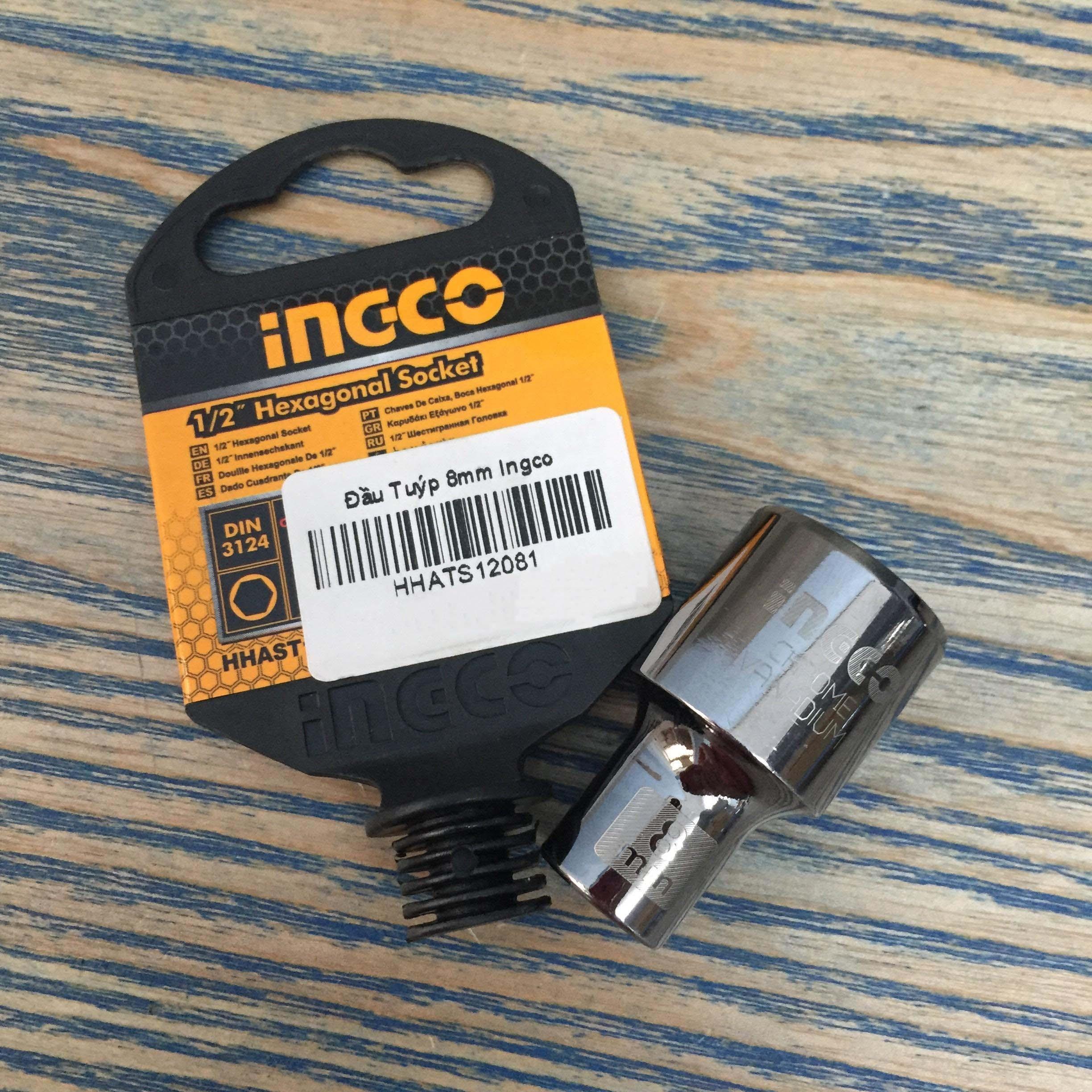 Đầu tuýp 6 cạnh 1/2" 8mm ingco hhast12081
