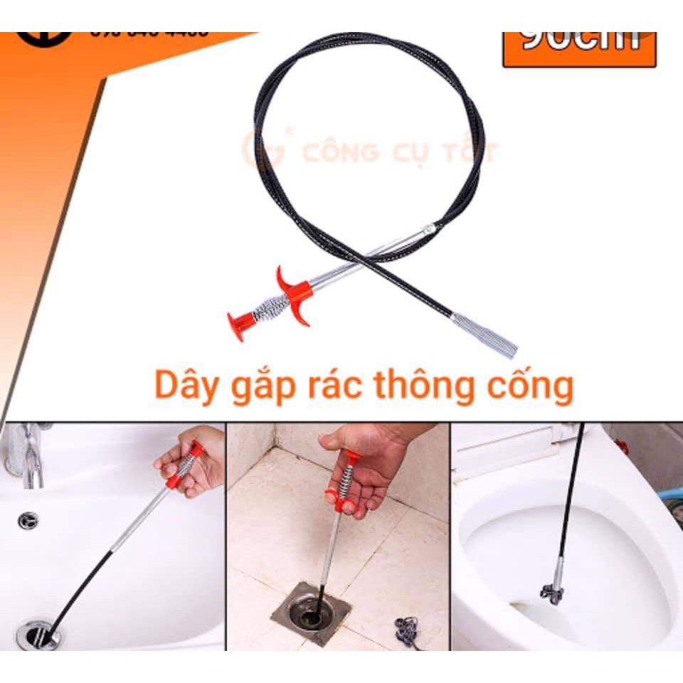 Que gắp rác lò xo thông cống đa năng