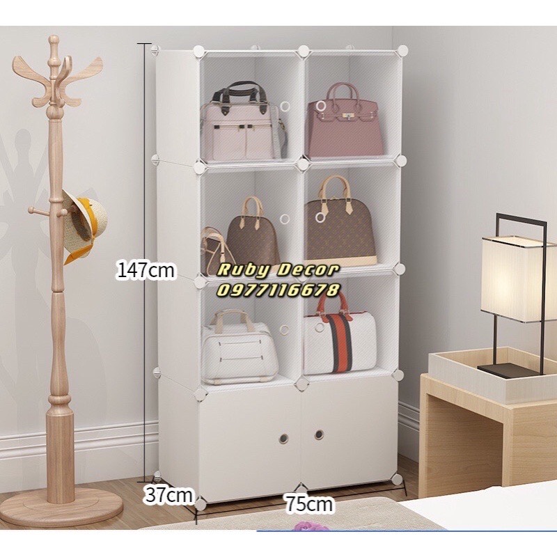 Tủ đựng túi xách 8 ngăn chất liệu nhựa lắp ghép-