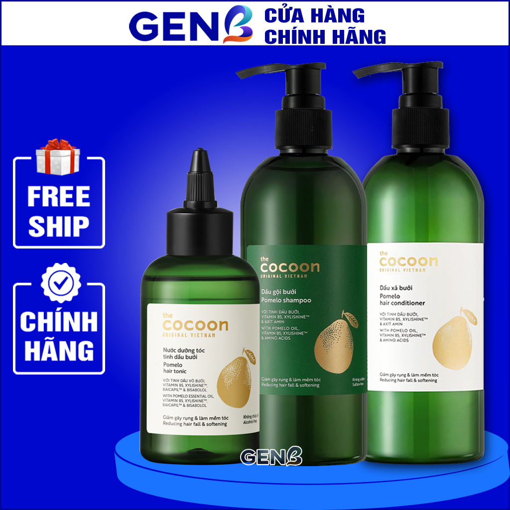 Dầu gội bưởi cocoon, dầu xả cocoon,tinh dầu bưởi cocoon chính hãng - xịt bưởi kích thích mọc tóc tinh dầu dưỡng tóc cocoon-combo dầu gội & dầu xả & nước dưỡng tóc khô xơ mềm mượt buoi ngăn rụng tóc kích thích mọc tóc japari