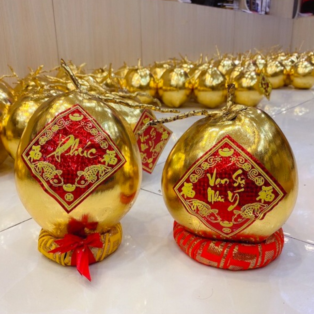 Combo nguyên liệu dát vàng dừa, bưởi, trái cây Kinh doanh mùa Tết 1000 lá Vàng, Keo, Cọ - Giao Hoả Tốc