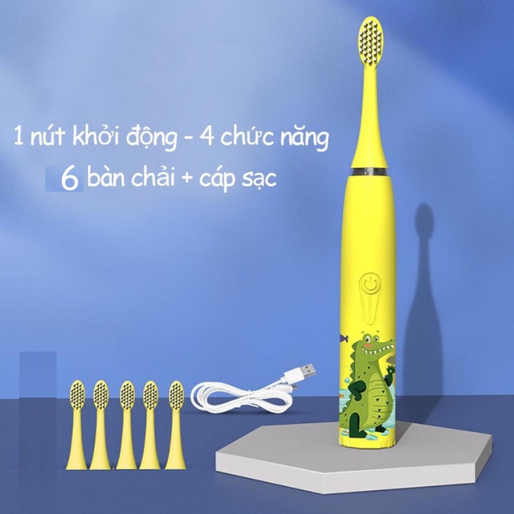Bàn chải điện đánh răng cho bé SONIC C3 máy đánh răng điện trẻ em 04 chế độ thông minh tự động làm sạch răng