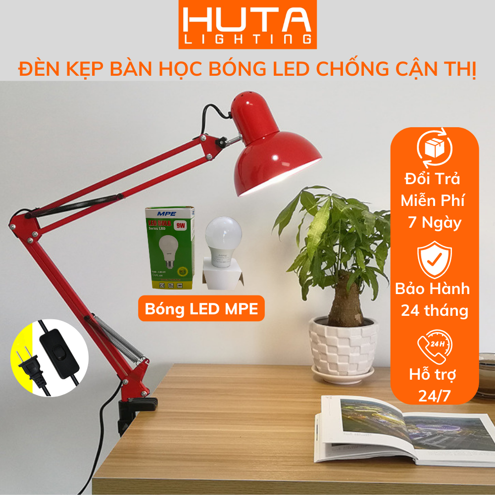 Đèn kẹp bàn học pixar, đèn làm việc, đọc sách dùng bóng led chính hãng mpe chống cận
