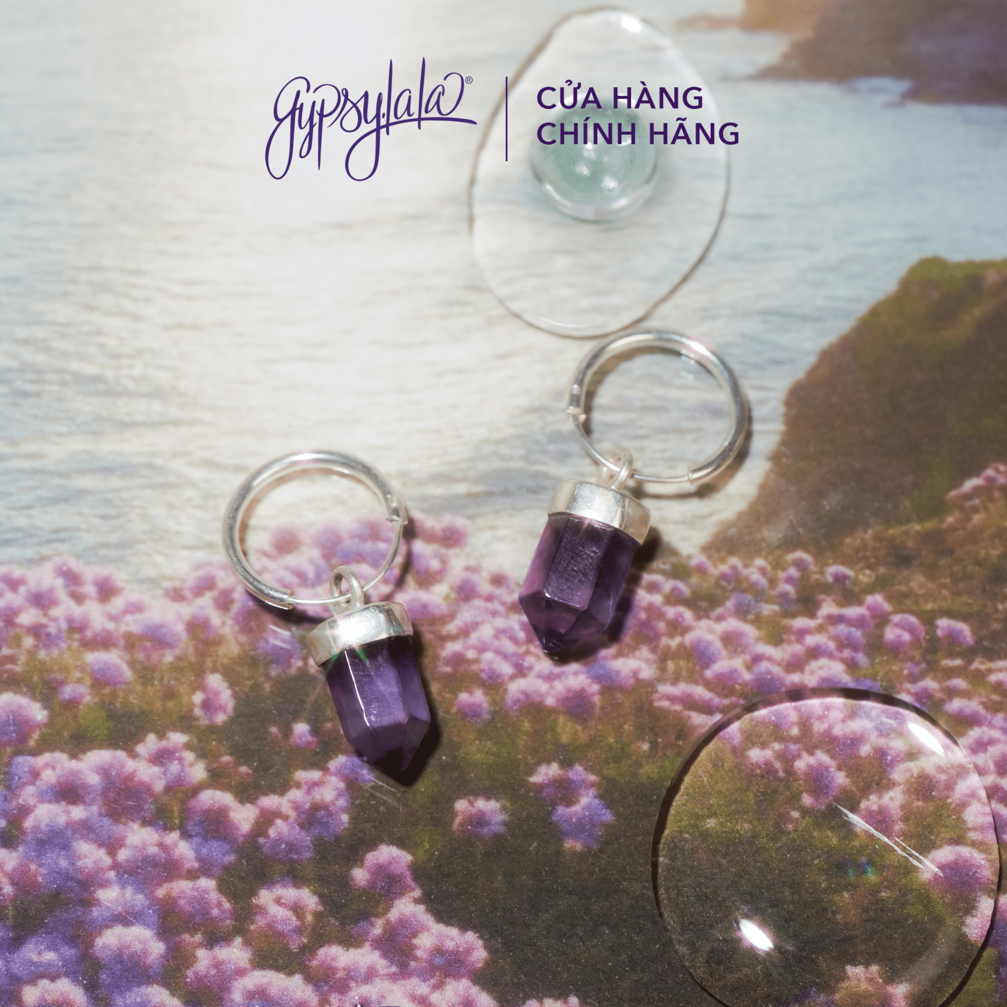 Bông tai tròn đá thiên nhiên bạc 925 wanderlust sp004312 gypsy.lala