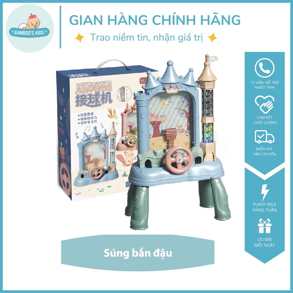 Máy bắn hạt đậu - Đồ chơi máy bắn hạt đậu hình lâu đài, có đèn có nhạc vui nhộn - Bamboo's Kid