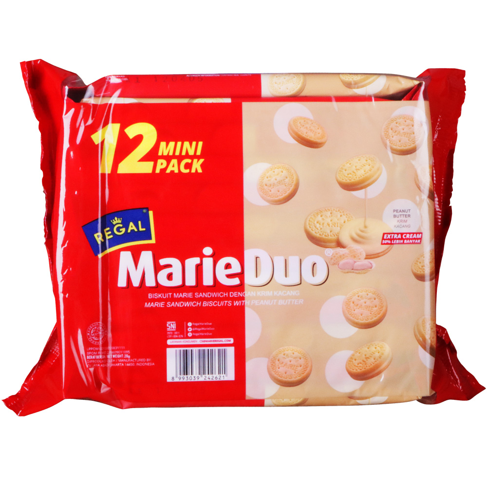 BÁNH QUY REGAL MARIE BƠ ĐẬU PHỘNG (12x20g) - NHẬP KHẨU INDONESIA