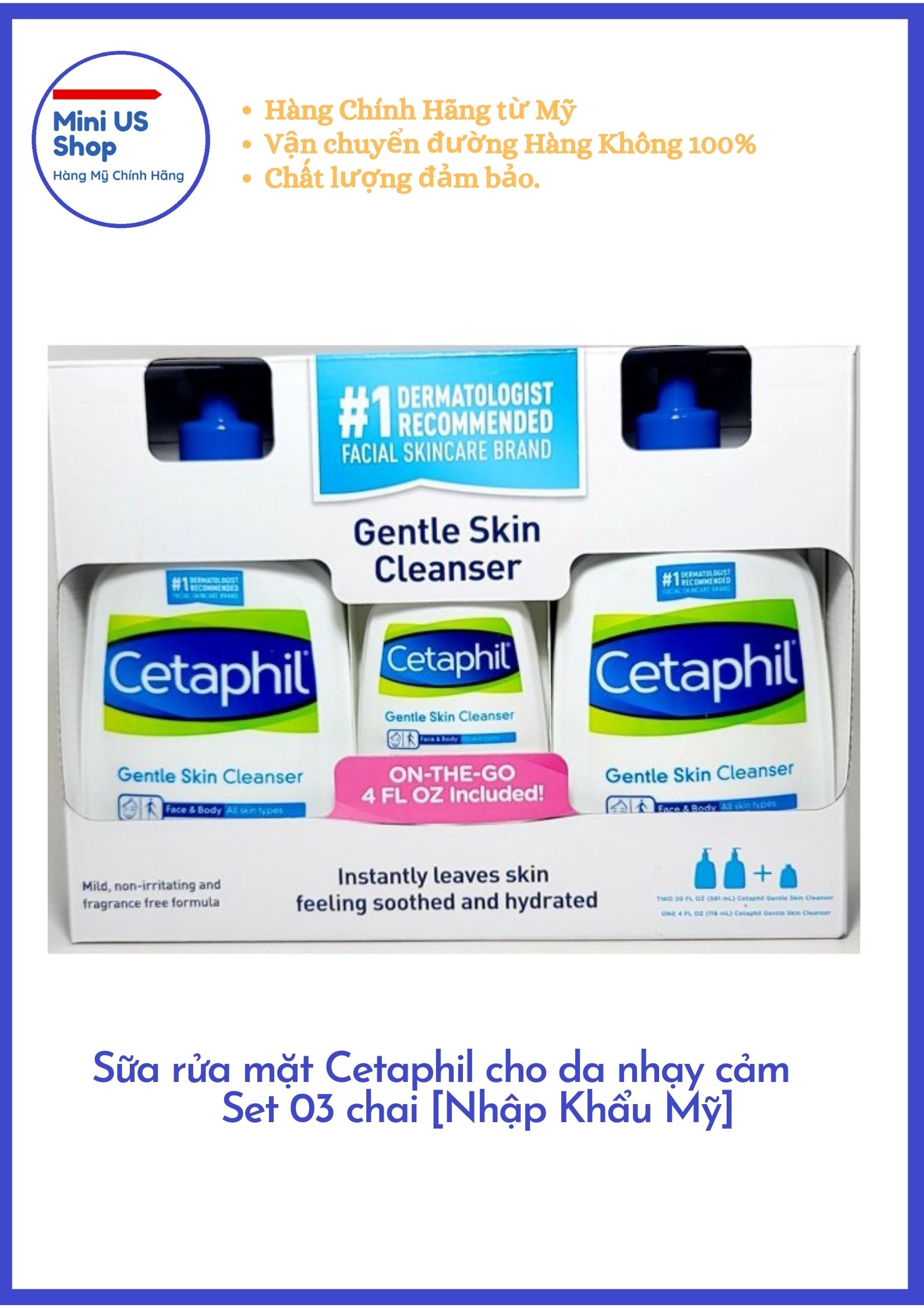 Sữa rửa mặt cho da nhạy cảm Cetaphil Gentle Skin Cleanser - Set 03 chai - Tách lẻ 01 chai
