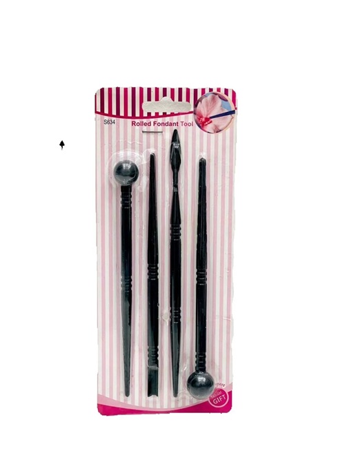 Set of 4 Black Plastic Sticks for Creating Fondant Shapes