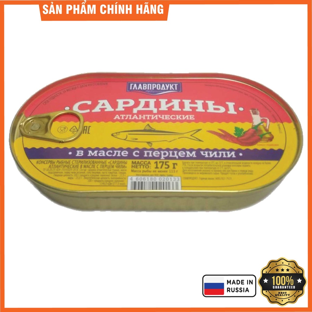 Nhập khẩu chính hãng - Cá trích Atlantic ngâm dầu và ớt hiệu Glavproduct 175g