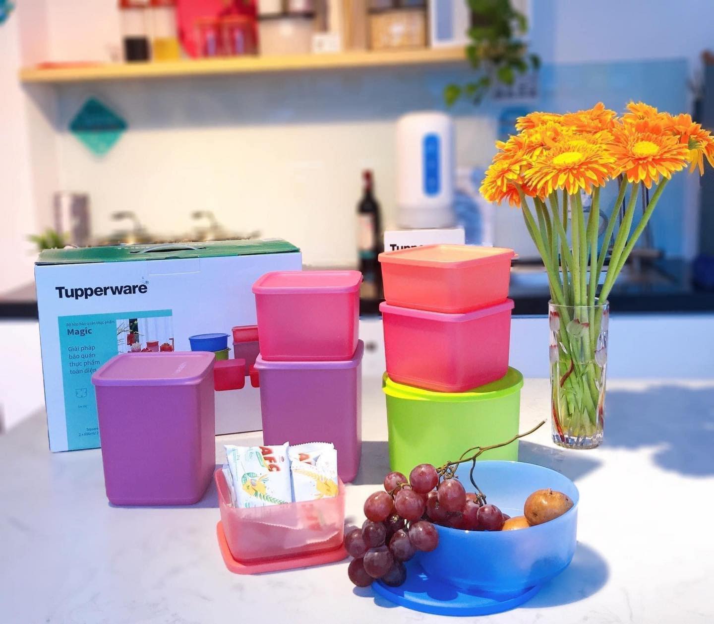Bộ hộp bảo quản thực phẩm magic 8 hộp- tupperware chính hãng