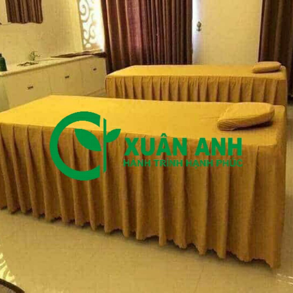 Ga trải giường spa  Màu Vàng chất liệu vải kate và thun co giãn, độ bền cao, nhiều kích thước đáp ứng mọi loại giường
