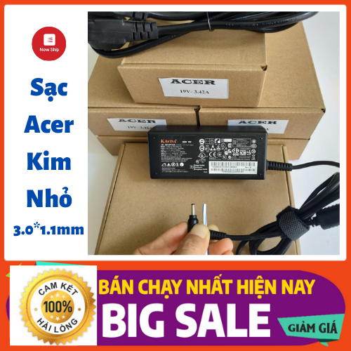 Sạc laptop acer 19v - 3.42a - 65w chân cắm nhỏ
