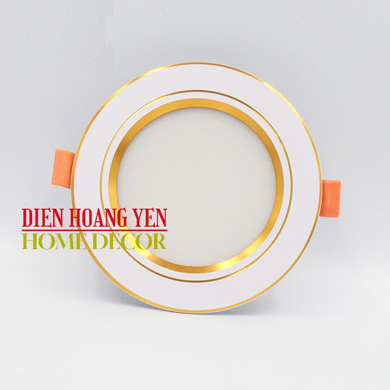 ĐÈN LED ÂM TRẦN 7W 3 màu Viền vàng (Ø 90/120)