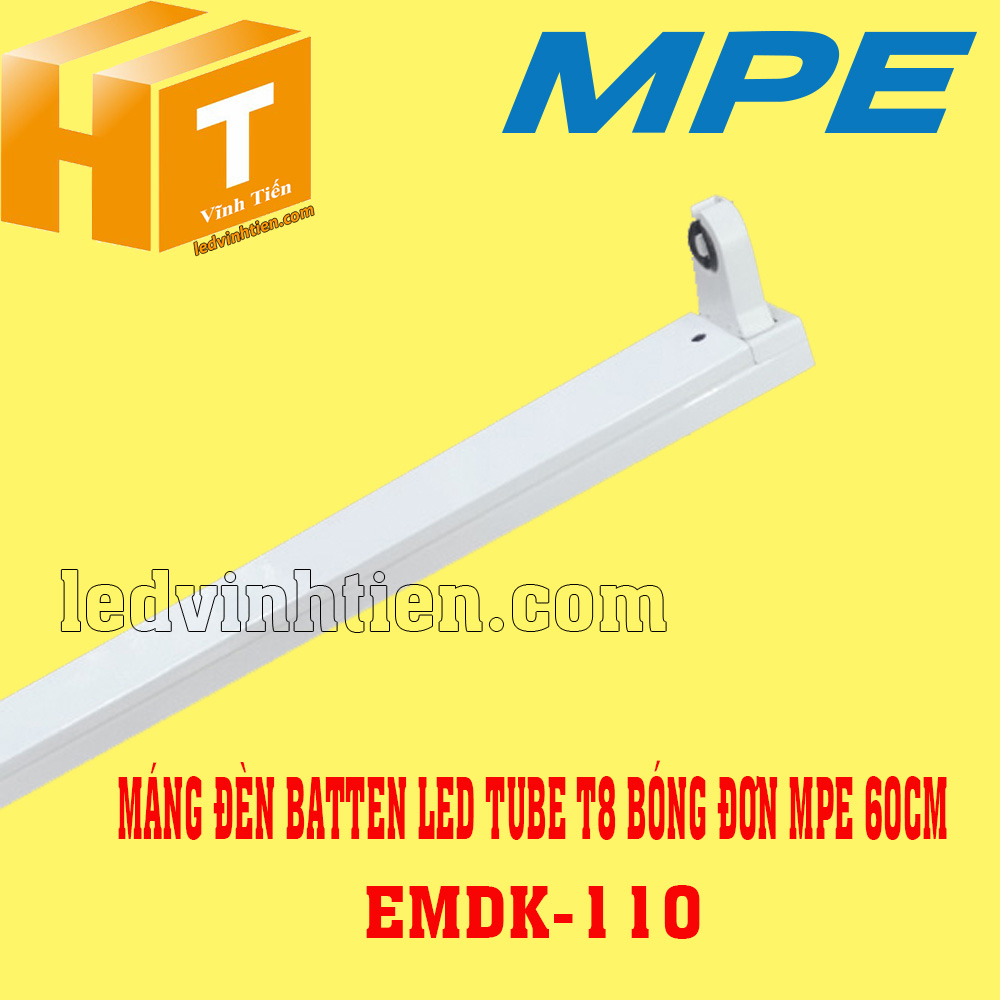 Máng đèn batten led tube T8, máng đèn led, 0,6m, 1m2, đơn, đôi, chính hãng mpe, giá rẻ