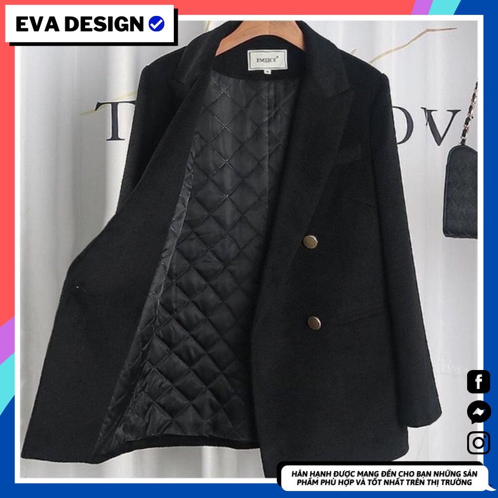 Áo Vest Blazer nữ ngắn công sở 2 lớp chất lượng cao cấp màu đen Eva design rẻ trẻ đẹp siêu ấm vào mùa đông