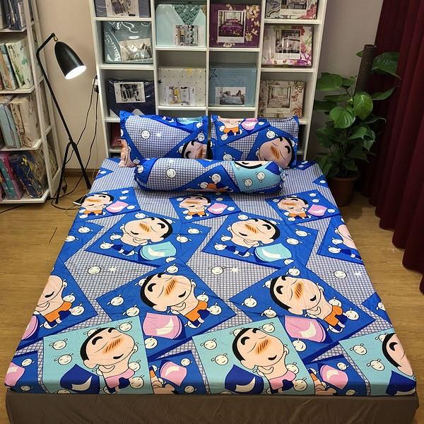 Set 5 món chăn ga gối cotton - đủ size - mẫu cậu bé shin