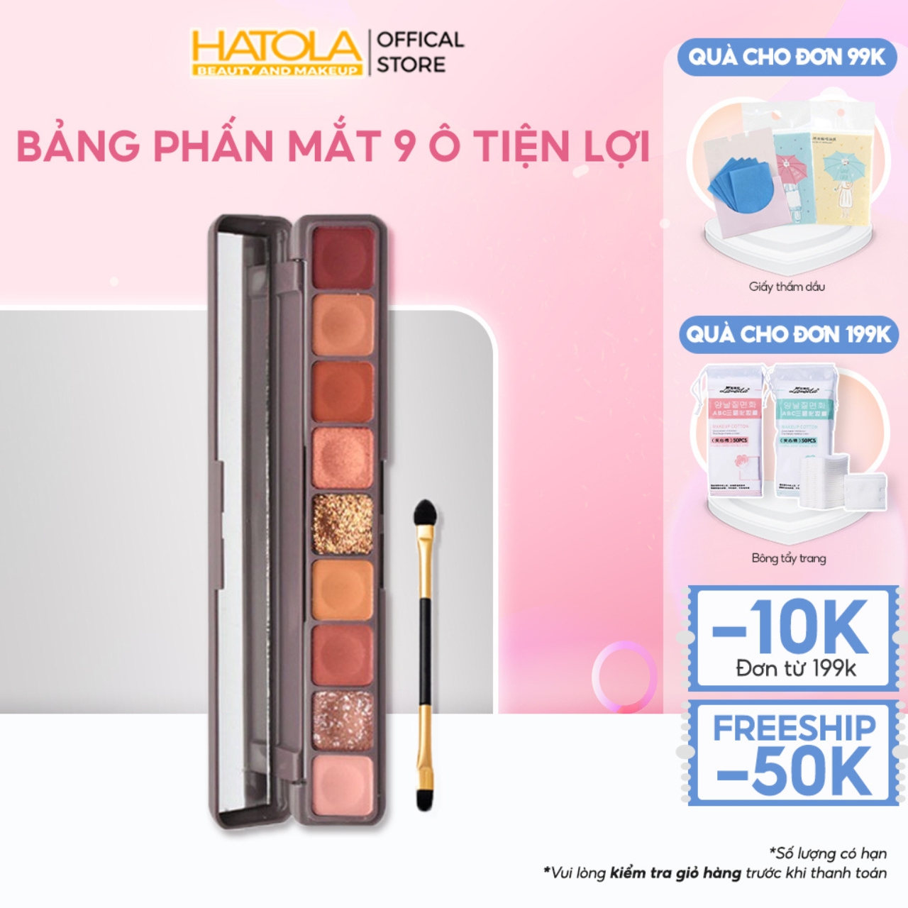 Bảng màu phấn mắt nhũ 9 ô Soft Eye Shadow trang điểm mắt thời thượng, Bảng màu mắt trang điểm chính hãng kết hợp bộ trang điểm DIKALU PM-9O