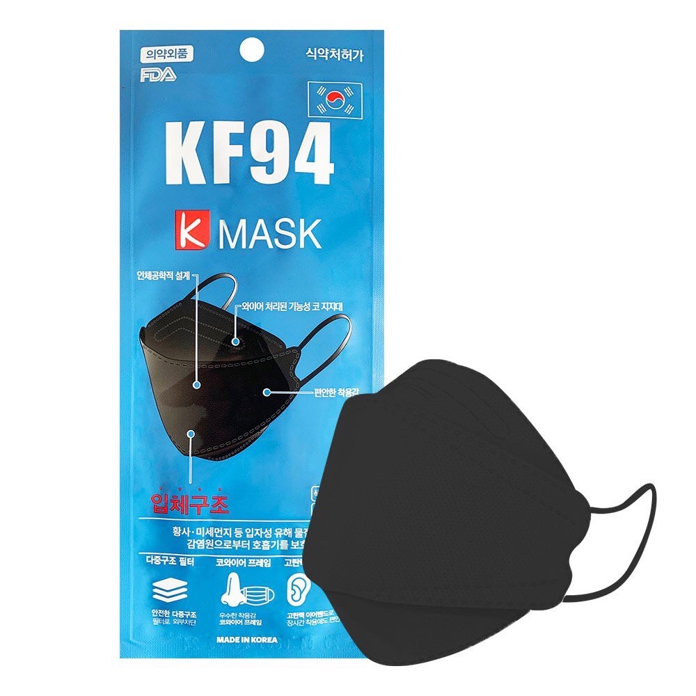 [ TÚI 1 CÁI ] KHẨU TRANG HÀN QUỐC KF94 K-MASK MADE IN KOREA - MÀU ĐEN