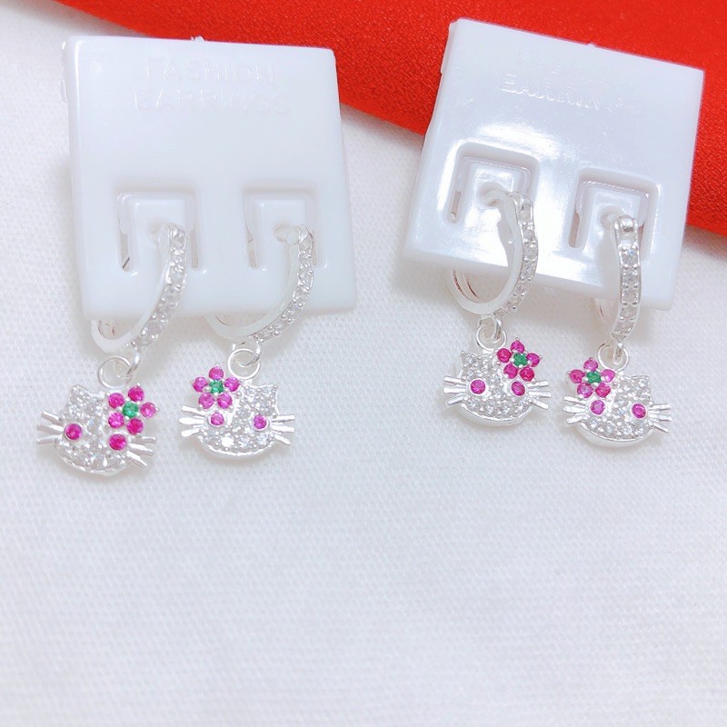 KHUYÊN TAI MÈO HELLO KITTY CHO BÉ GÁI BẠC TA - Chuyên sỉ trang sức bạc, cam kết giá tốt kèm bảo hành