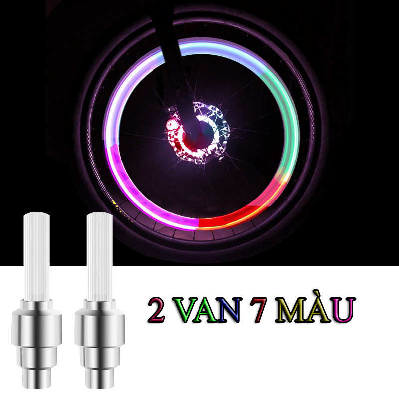 Bộ 02 đèn led Nháy 7 Màu gắn van xe máy Nháy 7 Màu, Gắn chân van xe đạp điện, xe máy, ôtô.. các loại van xe