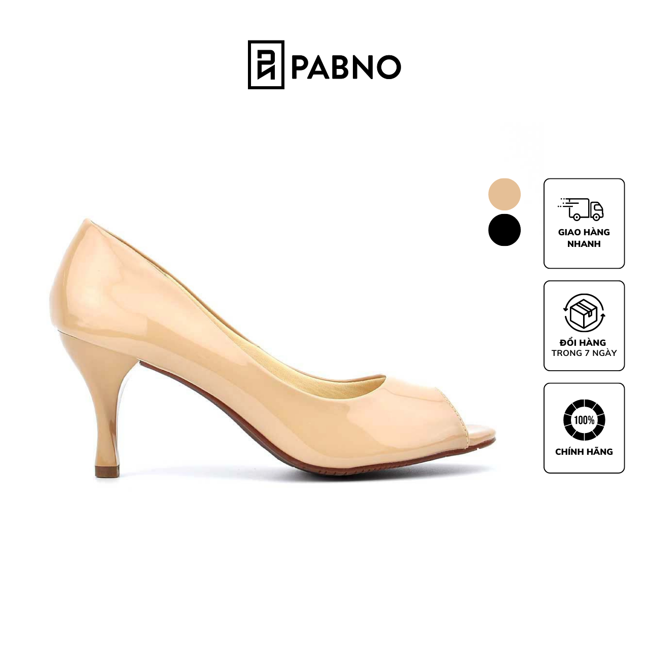 Giày cao gót PABNO PN453, Giày cao gót hở mũi hàng hiệu, gót nhọn cao 7cm, Giày dự tiệc nữ cao cấp chính hãng