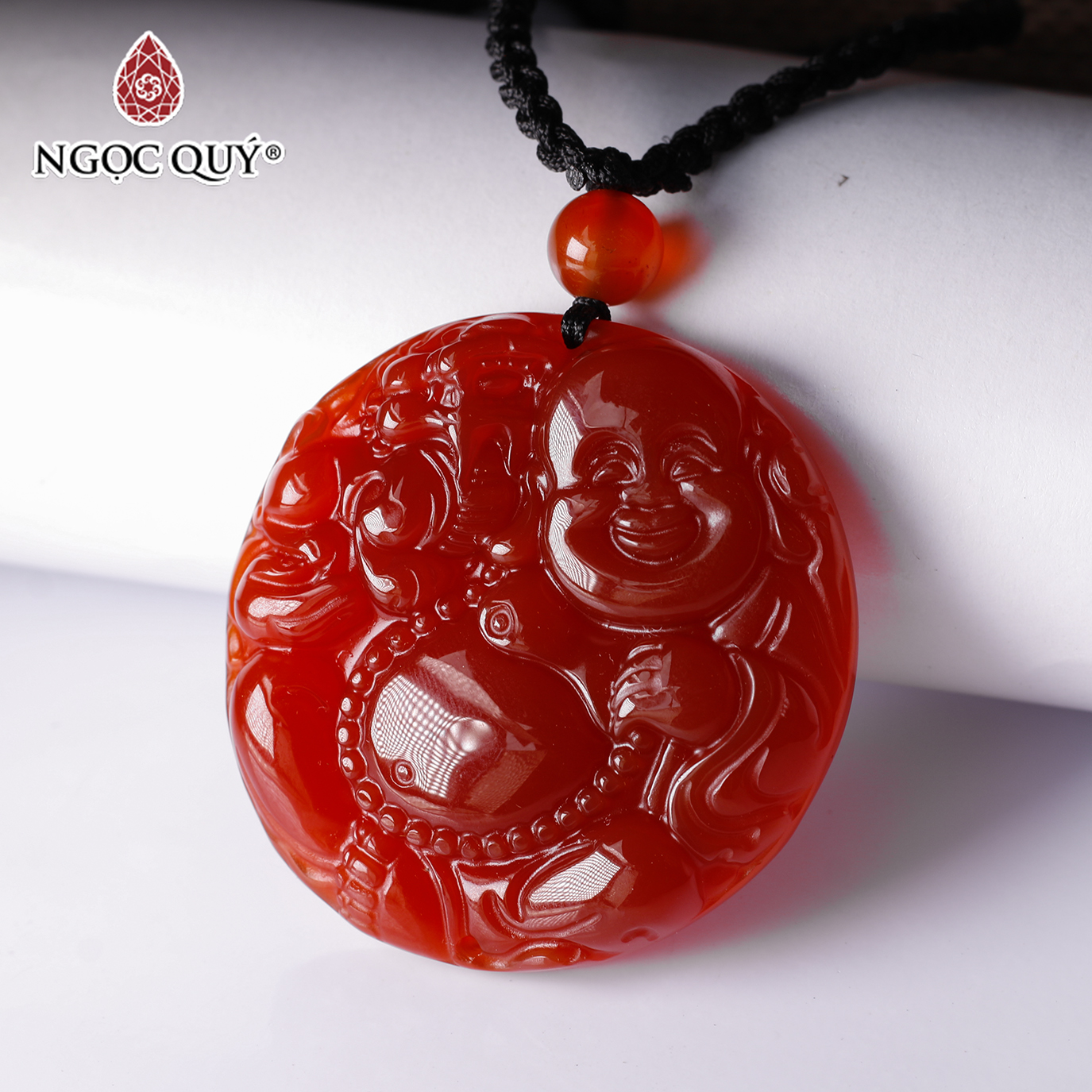 [HCM]Mặt dây chuyền phật Di Lặc đá mã não đỏ 47x9mm mệnh hoả thổ - Ngọc Quý Gemstones