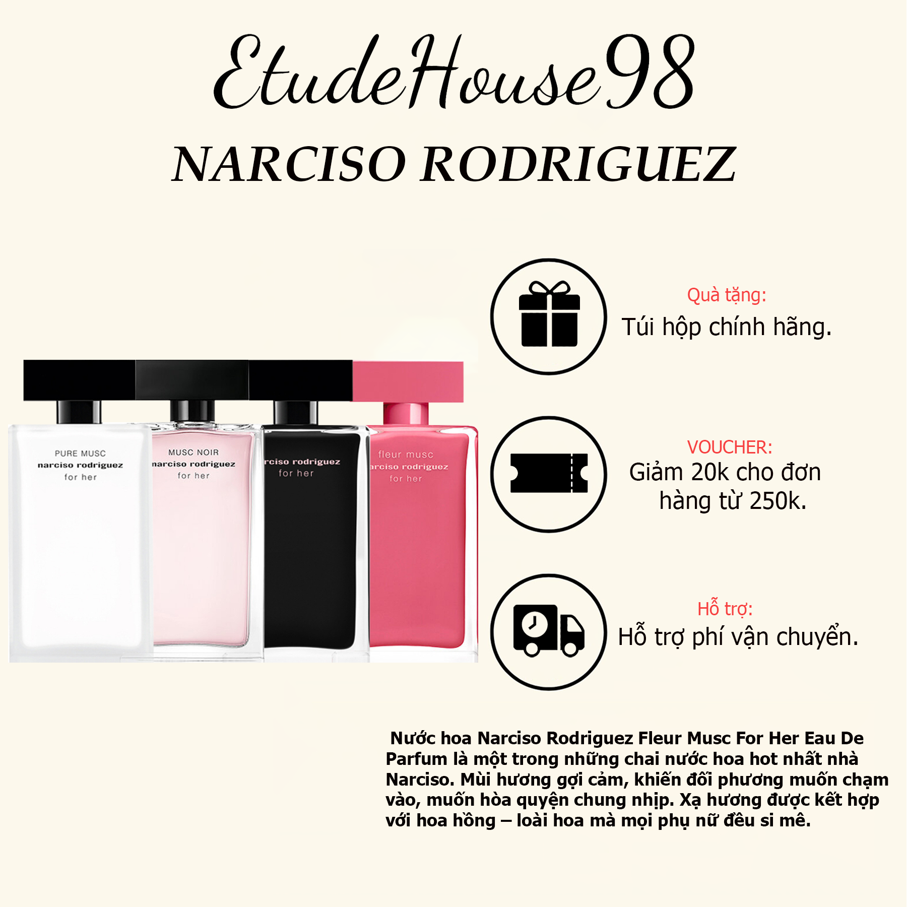 Nước Hoa Nữ Nước hoa nữ Narciso Rodriguez For Her 4 mùi