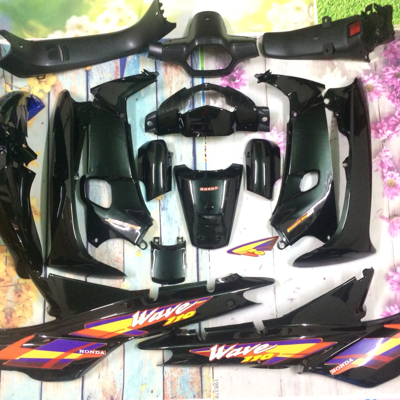 ( Tặng Tem ) Dàn áo xe Wave ZX - Wave alpha -  wave 110  màu Đen - nhựa  trắng ABS  LOẠI TỐT