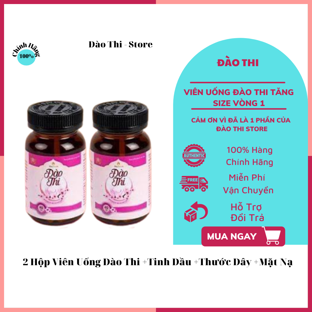[ Tặng Tinh Dầu Massage ] 2 Hộp Viên Uống Đào Thi Tăng V1+Tặng Tinh Dầu MaSa V1+ Thước Dây