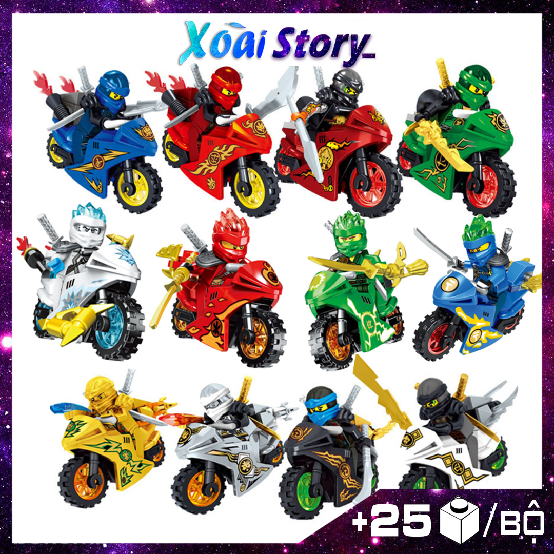 Đồ chơi lắp ghép Mô hình nhân vật ninja cùng moto 24 phân loại nhân vật