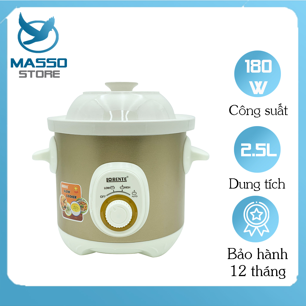 Nồi kho cá, nồi nấu chậm Lorente - Lòng nồi bằng sứ cao cấp - Thiết kế nhỏ gọn sang trọng.