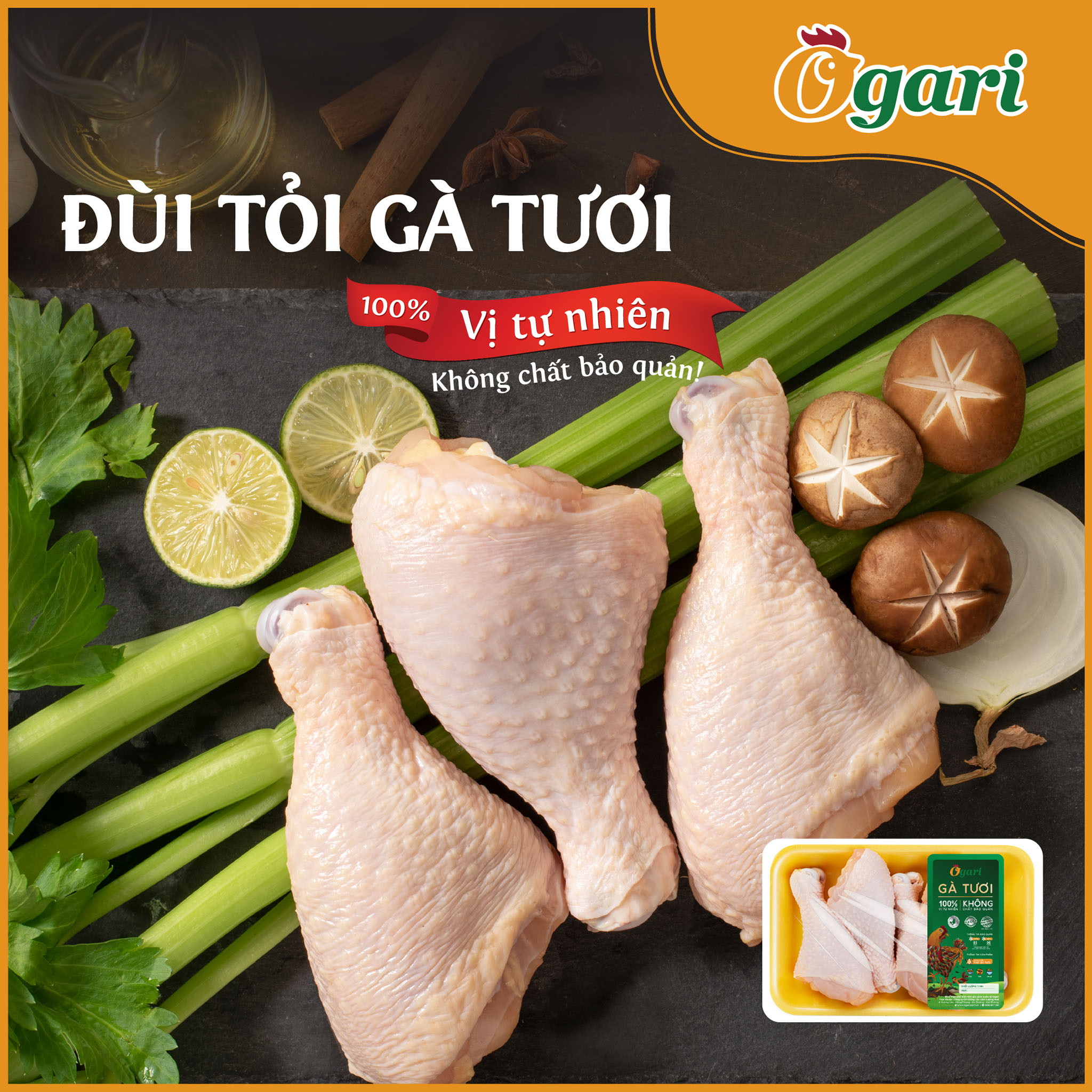 Đùi Tỏi Gà Tươi Ogari Khay 500 gram