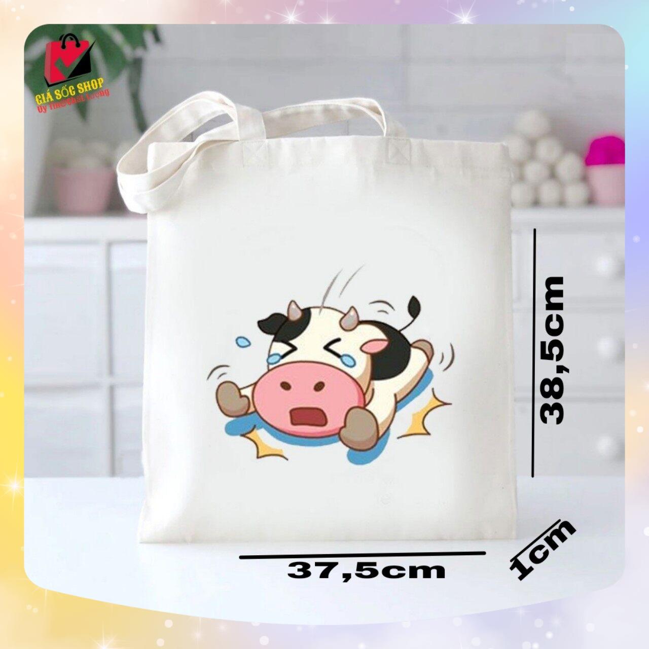 [GIÁ SỐC] Túi tote , túi xách , túi đeo vai vải canvas mềm quay liền hình con bò sữa phong cách Hàn Quốc