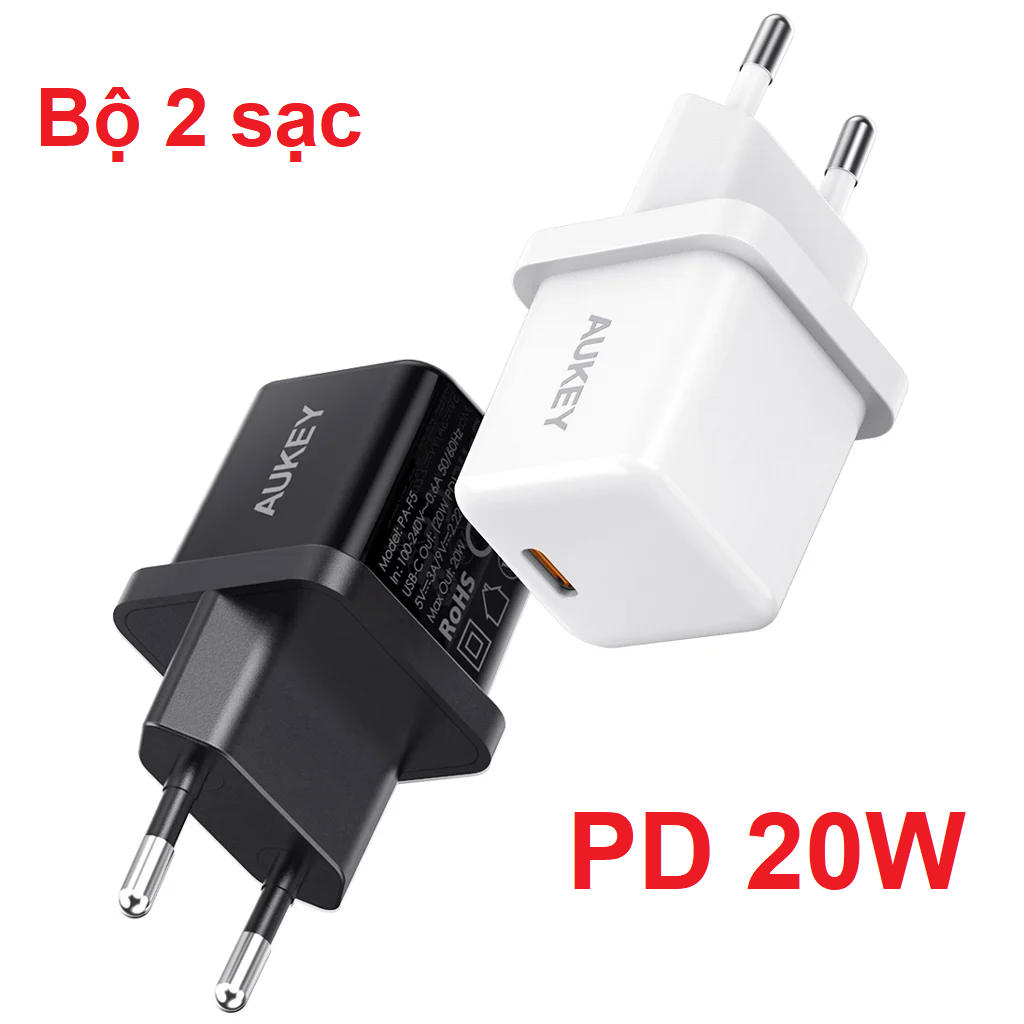 Bộ 2 củ sạc aukey 20w pa-f5 pd 3.0
