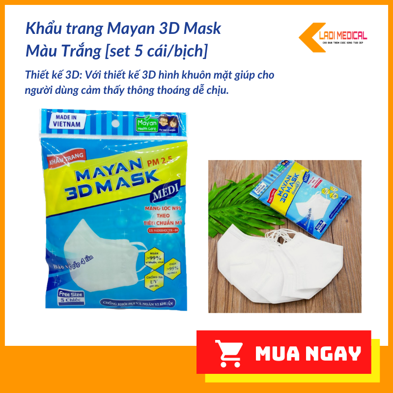Khẩu Trang Mayan 3D Mask N95 Set 5 Cái