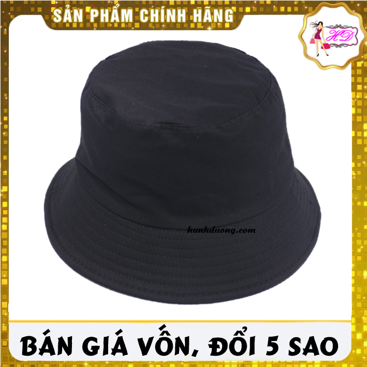 [HCM]Nón bucket trơn đen mũ tai bèo trơn màu đen thời trang dành cho nam và nữ