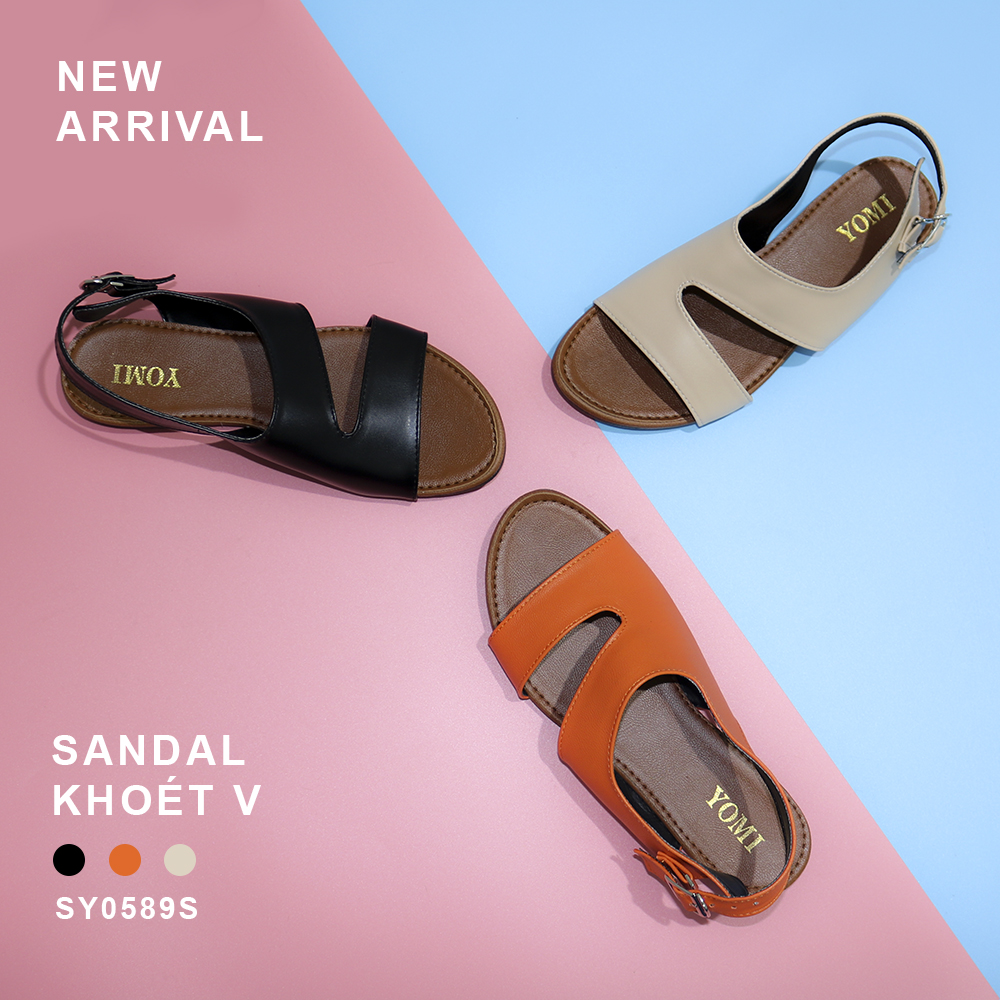SANDAL ĐẾ BỆT KHOÉT V YOMI THỜI TRANG