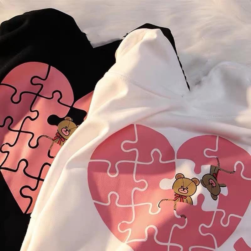 Set áo đôi sweater hình ghép trái tim nam nữ