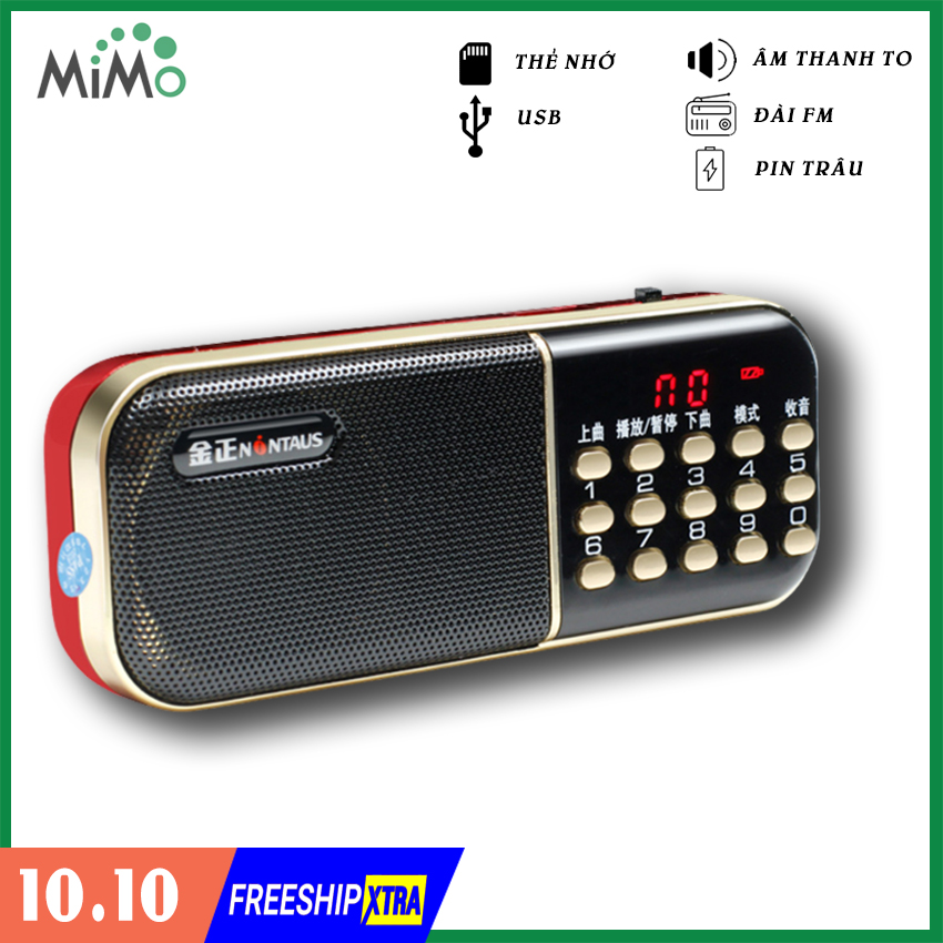 [Free ship + quà tặng 79k] Máy nghe thẻ nhớ usb, Đài FM, đọc kinh phật pháp MiMo dùng pin, hoặc sạc