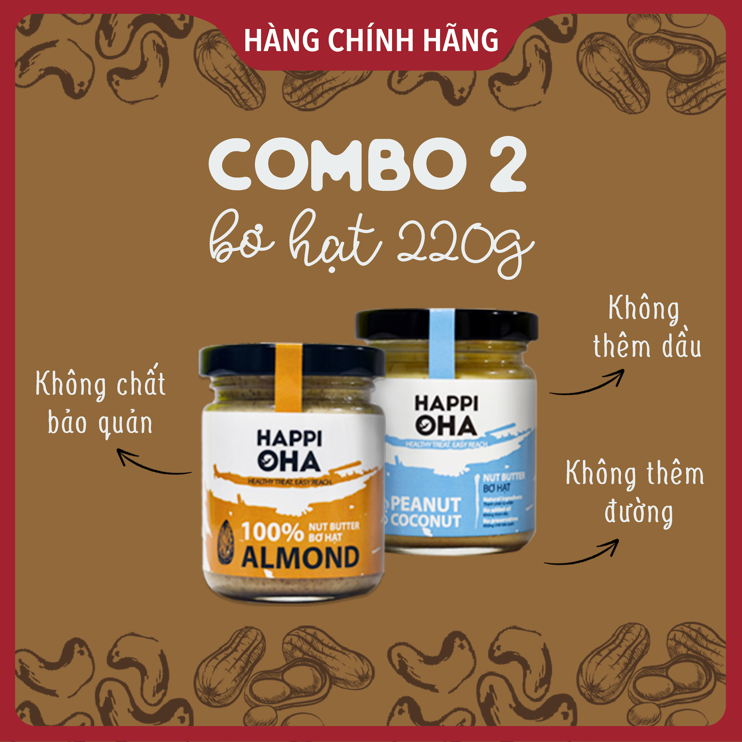 [Combo bơ hạt 100g] 5 loại bơ Hạt Tự Nhiên 100g HAPPI OHA Hỗ Trợ Ăn Kiêng Và Giảm Cân