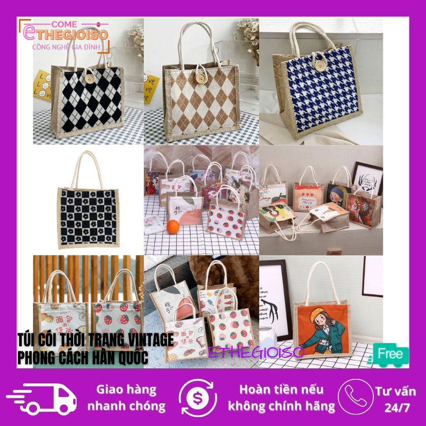 Túi cói mini Túi cói du lịch,túi xách đi biển có thể đi chơi hoặc mang các vật dụng nhỏ tiện dụng ethegioiso