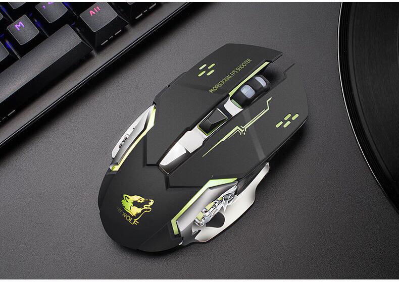 Chuột Không Dây Chuyên GAME Wolf X8 Wireless 2.4GHz SIÊU NGẦU Tự Động Đổi Màu Sắc Dùng Cho Máy Tính Laptop PC Tivi Pin Sạc Dùng Siêu Lâu Chỉnh Được DPI