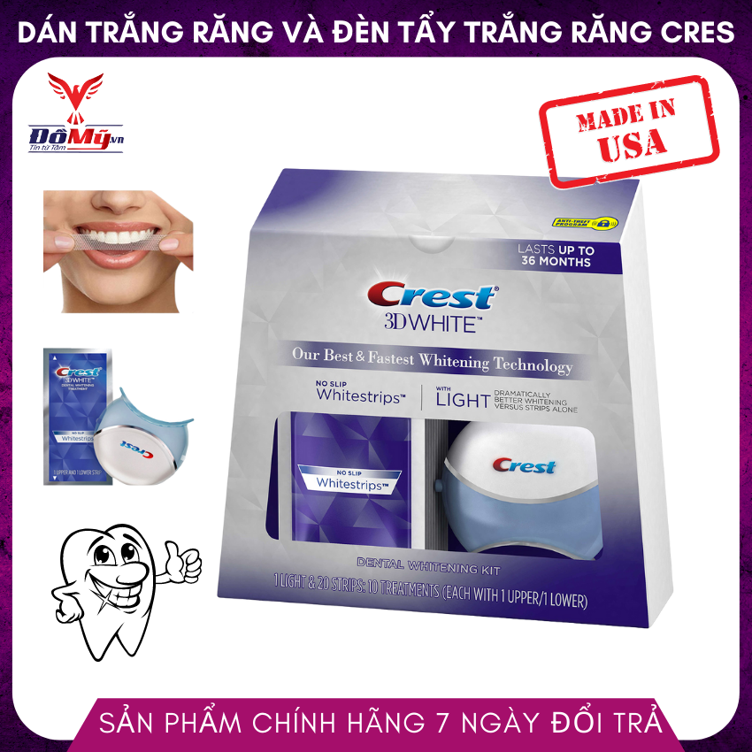 ( Domy.vn ) Bộ tích hợp Dán trắng răng CREST LUXE và Đèn Tẩy Trắng Răng CREST - Cửa hàng Đồ Mỹ VN