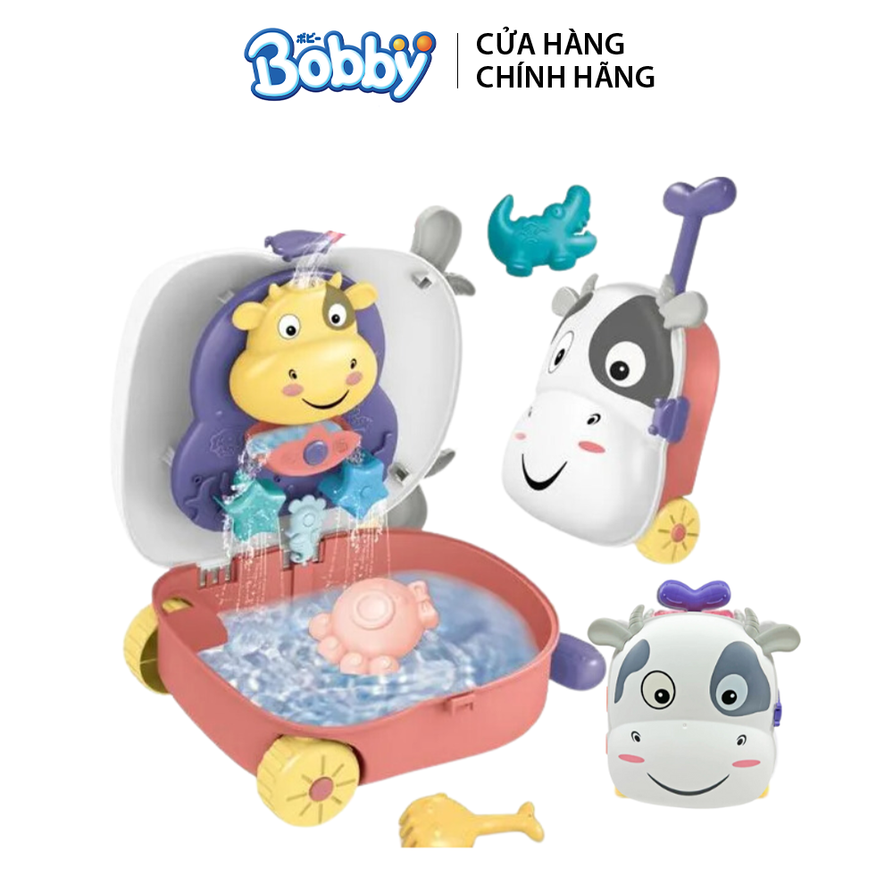 GIFT - Đồ chơi đi biển - xúc cát dạng vali kéo hình bò sữa